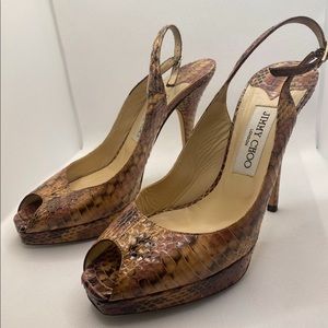 Jimmy Choo Sling Back Snake Skin Heels